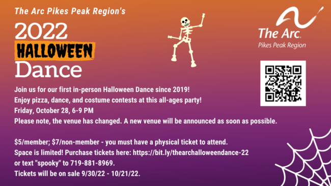 Venue TBD The Arc Pikes Peak Region's 2022 Halloween Dance